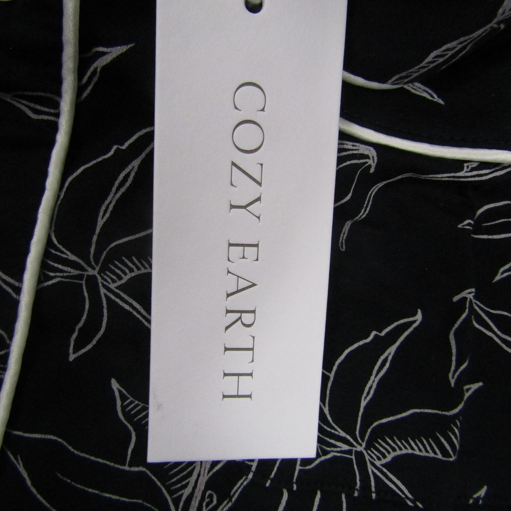 Cozy Earth Pajama Top Womens S Black Botanical Floral Viscose Spandex Button - Picture 2 of 7